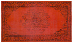 Orange Over Dyed Vintage Rug 5'0'' x 8'11'' ft 153 x 271 cm