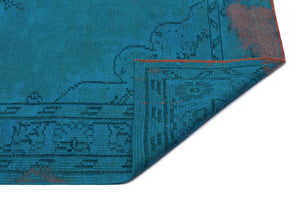Turquoise  Over Dyed Vintage Rug 5'7'' x 8'11'' ft 170 x 273 cm