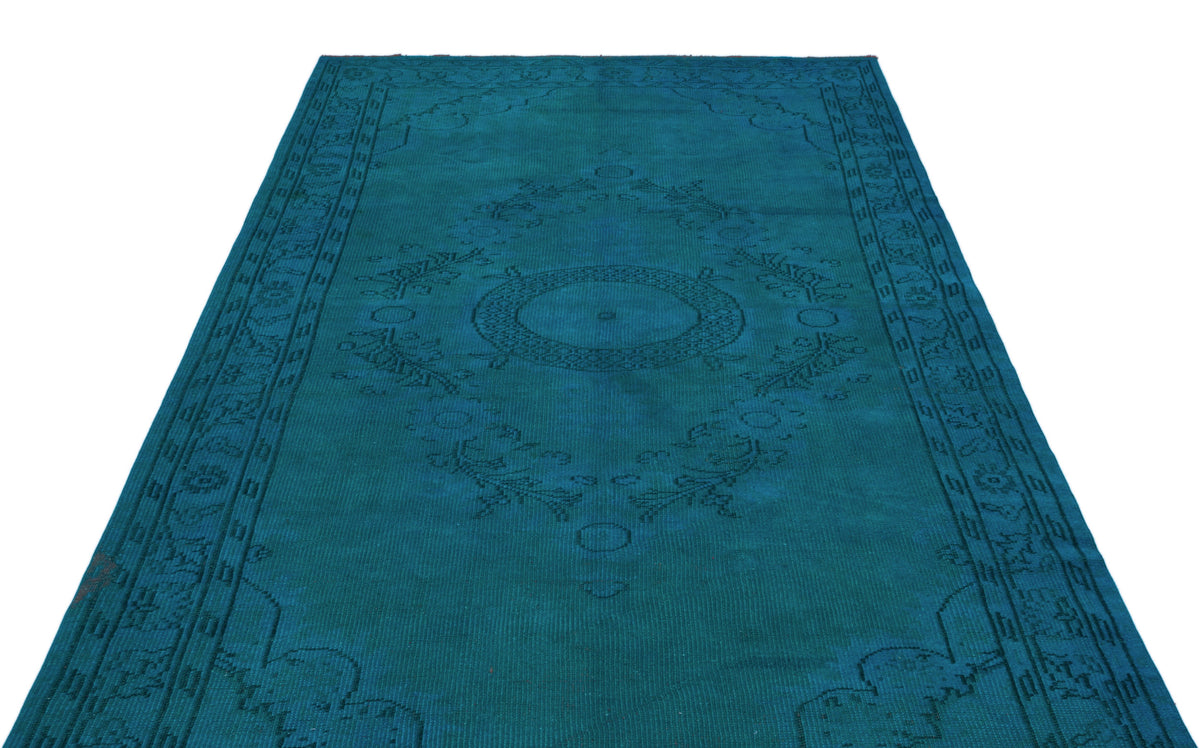 Turquoise  Over Dyed Vintage Rug 5&#39;7&#39;&#39; x 8&#39;11&#39;&#39; ft 170 x 273 cm