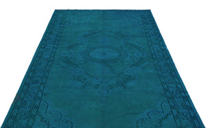 Turquoise  Over Dyed Vintage Rug 5'7'' x 8'11'' ft 170 x 273 cm