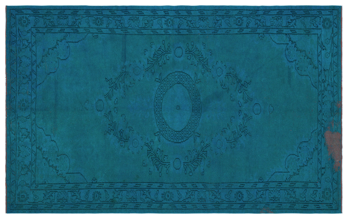 Turquoise  Over Dyed Vintage Rug 5&#39;7&#39;&#39; x 8&#39;11&#39;&#39; ft 170 x 273 cm