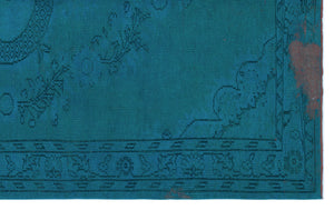 Turquoise  Over Dyed Vintage Rug 5'7'' x 8'11'' ft 170 x 273 cm
