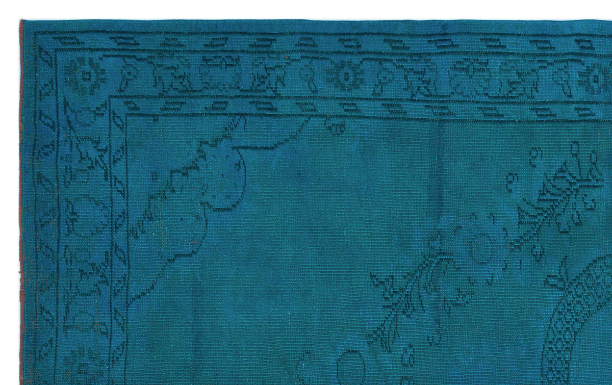 Turquoise  Over Dyed Vintage Rug 5&#39;7&#39;&#39; x 8&#39;11&#39;&#39; ft 170 x 273 cm