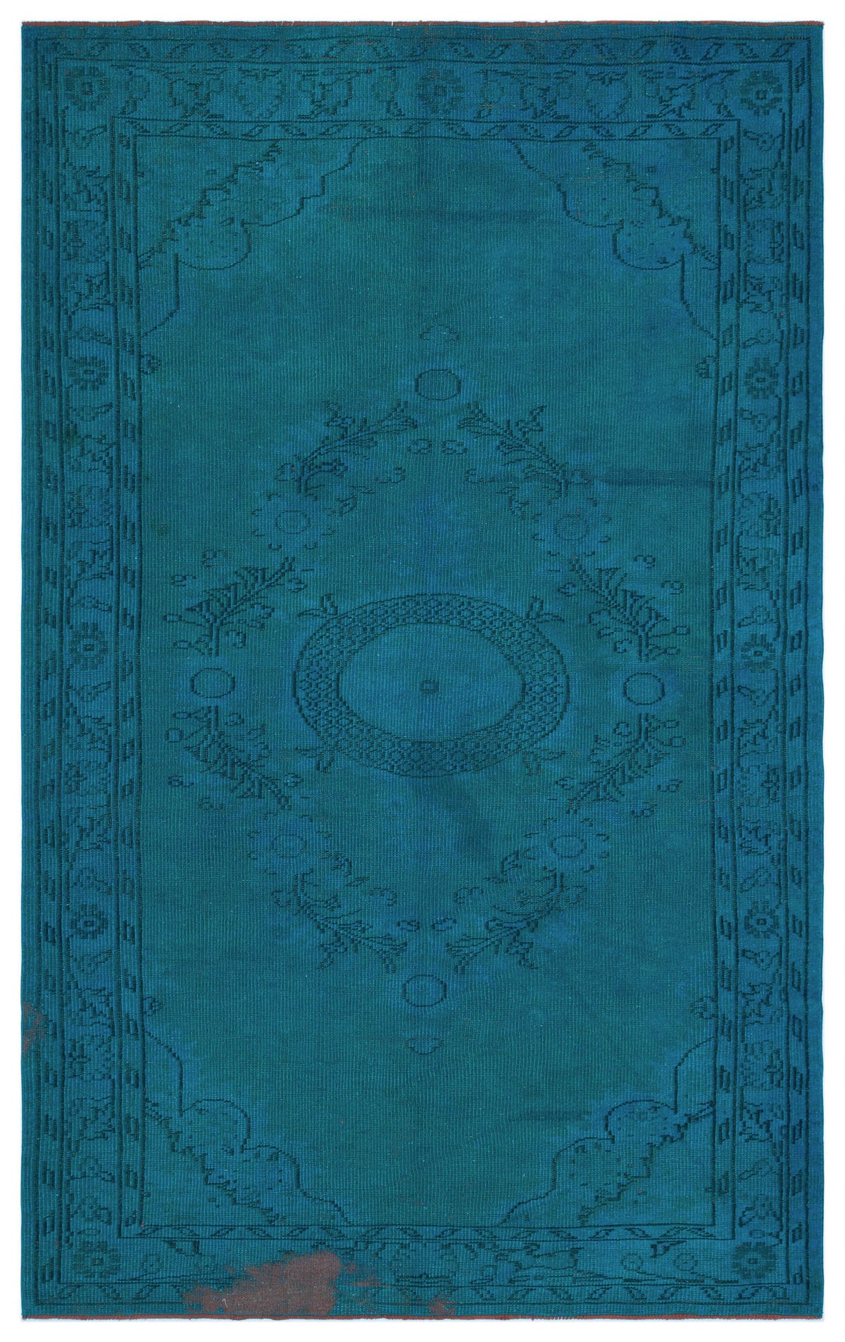 Turquoise  Over Dyed Vintage Rug 5&#39;7&#39;&#39; x 8&#39;11&#39;&#39; ft 170 x 273 cm