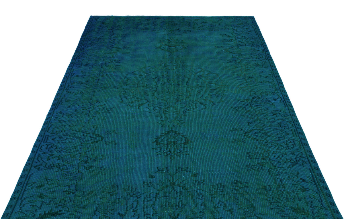 Turquoise  Over Dyed Vintage Rug 5&#39;3&#39;&#39; x 7&#39;10&#39;&#39; ft 161 x 240 cm