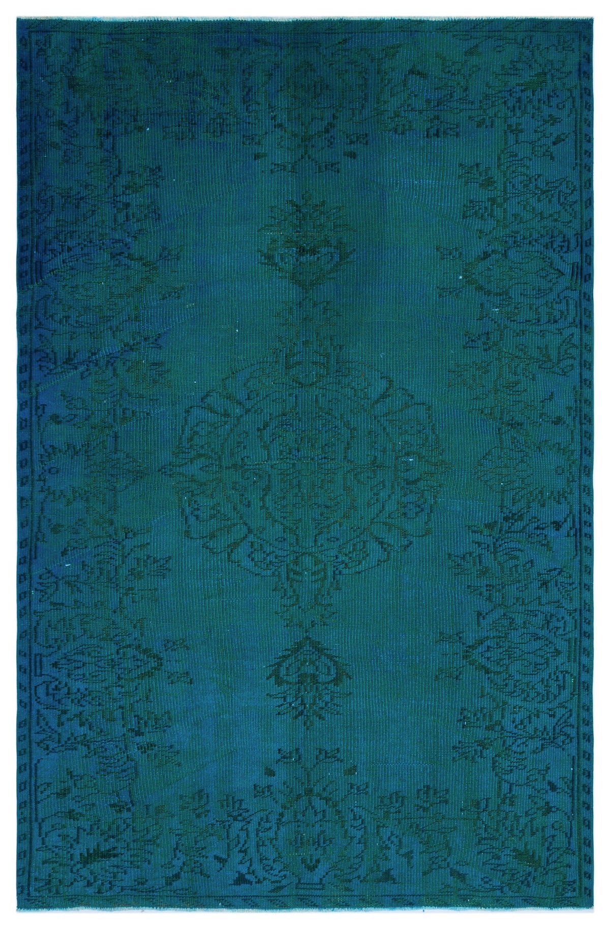 Turquoise  Over Dyed Vintage Rug 5&#39;3&#39;&#39; x 7&#39;10&#39;&#39; ft 161 x 240 cm