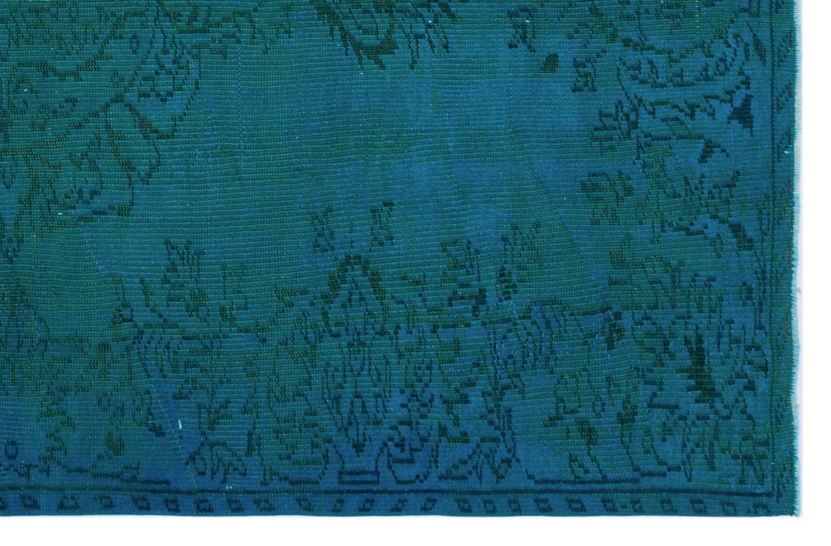 Turquoise  Over Dyed Vintage Rug 5&#39;3&#39;&#39; x 7&#39;10&#39;&#39; ft 161 x 240 cm