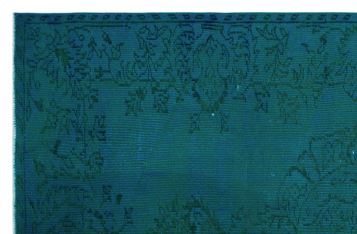 Turquoise  Over Dyed Vintage Rug 5&#39;3&#39;&#39; x 7&#39;10&#39;&#39; ft 161 x 240 cm