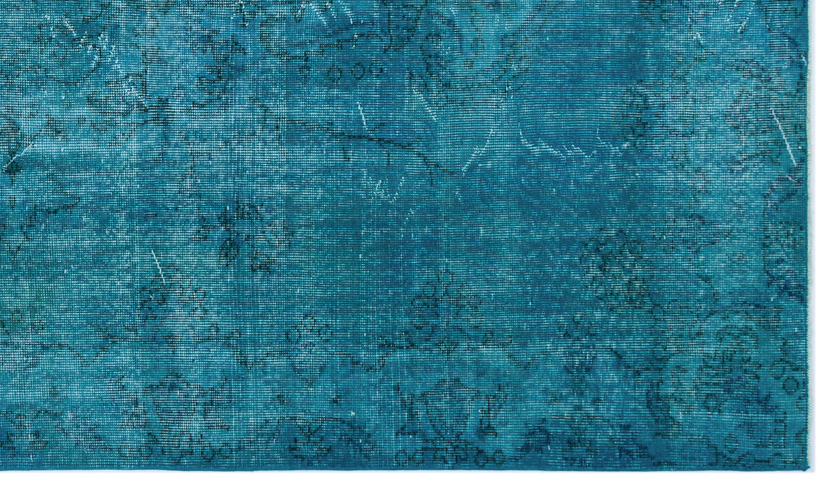 Turquoise  Over Dyed Vintage Rug 5&#39;5&#39;&#39; x 9&#39;3&#39;&#39; ft 166 x 281 cm