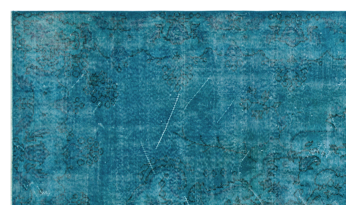 Turquoise  Over Dyed Vintage Rug 5&#39;5&#39;&#39; x 9&#39;3&#39;&#39; ft 166 x 281 cm