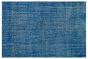 Blue Over Dyed Vintage Rug 5'7'' x 8'4'' ft 170 x 254 cm