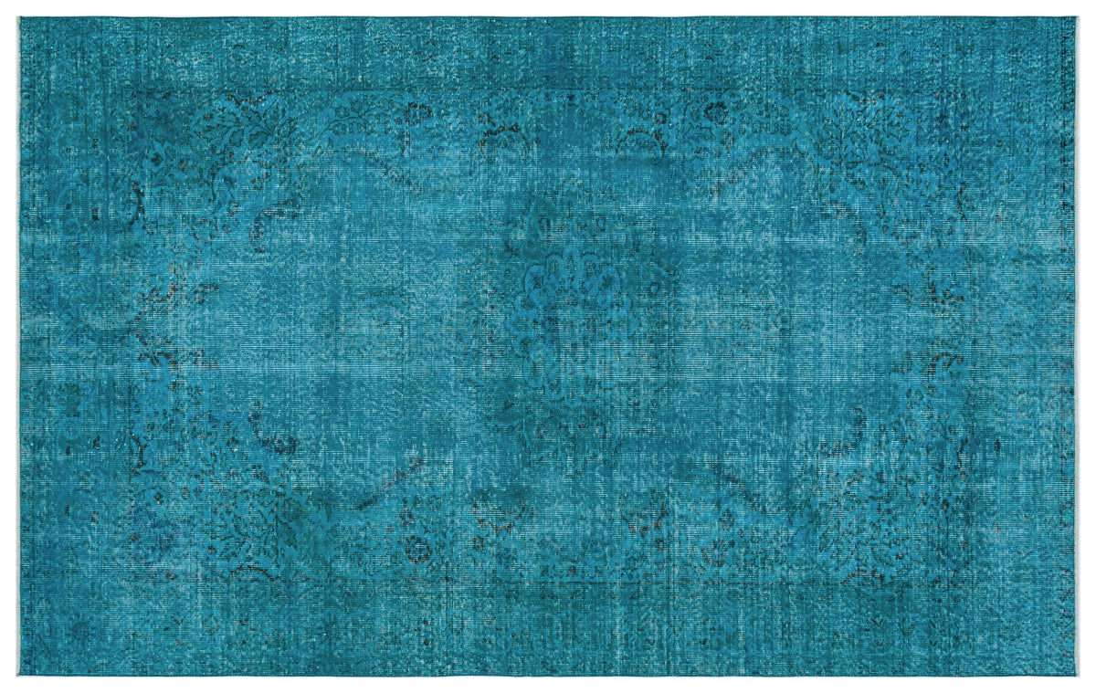 Turquoise  Over Dyed Vintage Rug 6&#39;1&#39;&#39; x 9&#39;7&#39;&#39; ft 185 x 292 cm