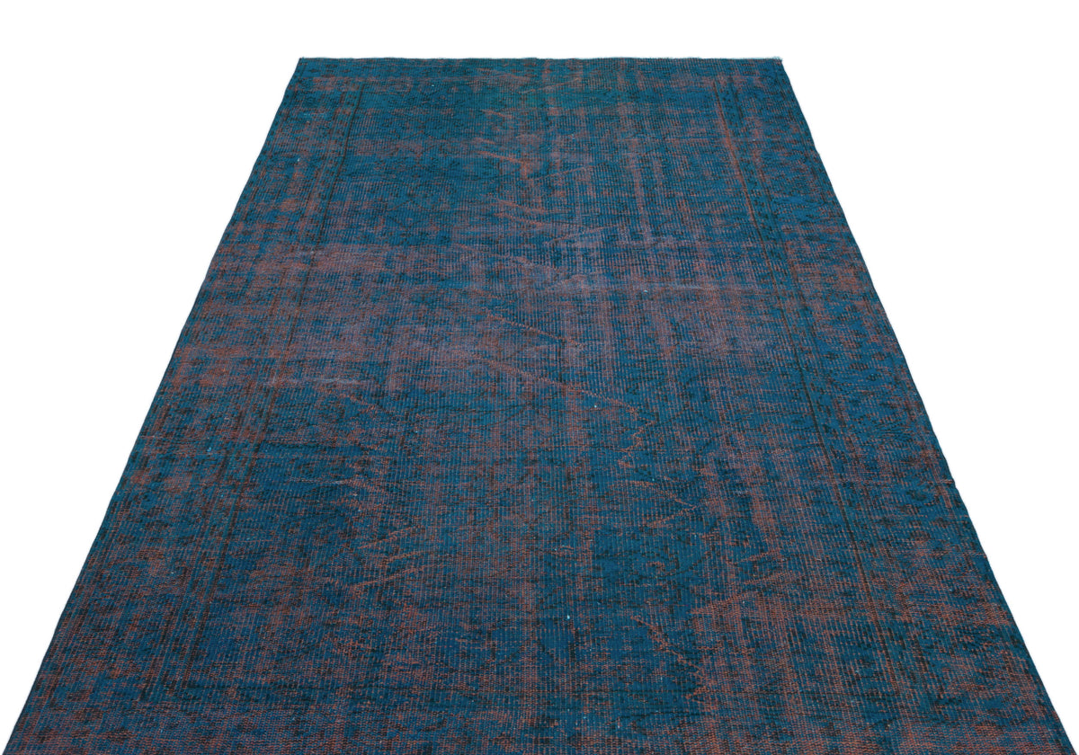 Blue Over Dyed Vintage Rug 5&#39;1&#39;&#39; x 8&#39;4&#39;&#39; ft 155 x 255 cm