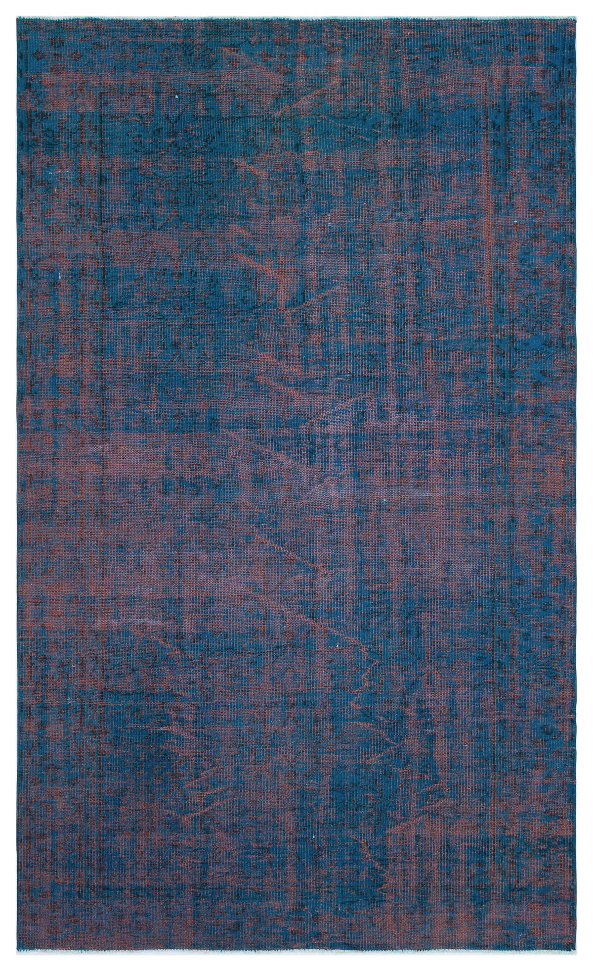 Blue Over Dyed Vintage Rug 5&#39;1&#39;&#39; x 8&#39;4&#39;&#39; ft 155 x 255 cm