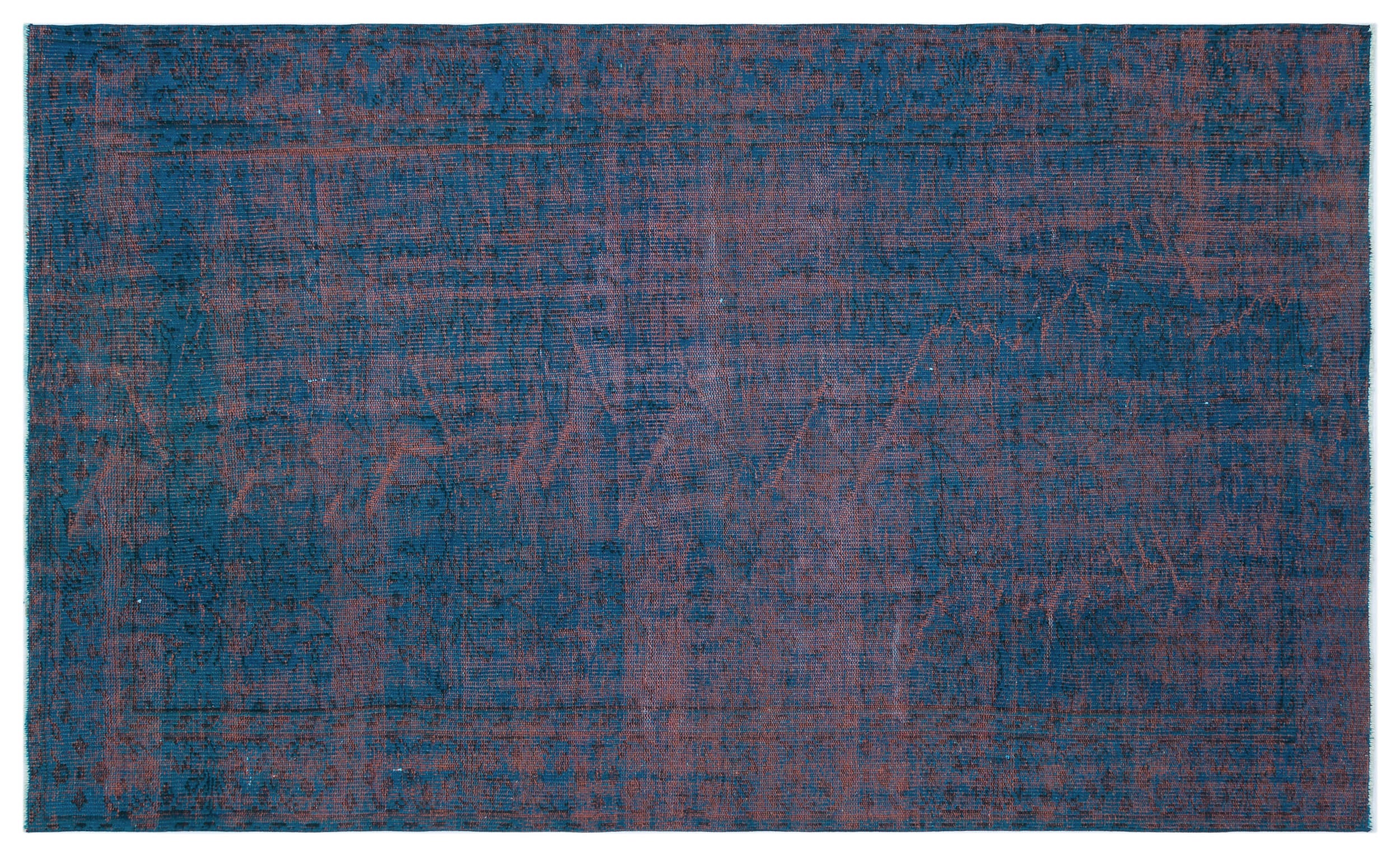 Blue Over Dyed Vintage Rug 5'1'' x 8'4'' ft 155 x 255 cm