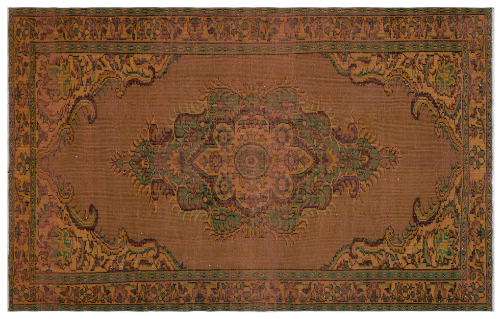 Brown Over Dyed Vintage Rug 6'3'' x 9'5'' ft 190 x 287 cm