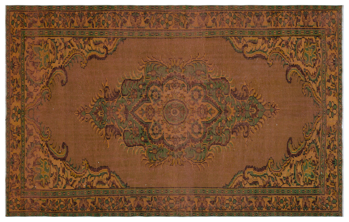 Brown Over Dyed Vintage Rug 6&#39;3&#39;&#39; x 9&#39;5&#39;&#39; ft 190 x 287 cm