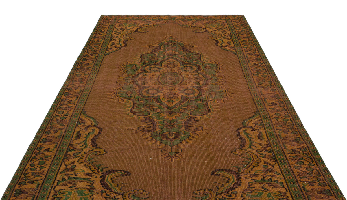 Brown Over Dyed Vintage Rug 6&#39;3&#39;&#39; x 9&#39;5&#39;&#39; ft 190 x 287 cm