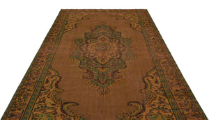 Brown Over Dyed Vintage Rug 6'3'' x 9'5'' ft 190 x 287 cm