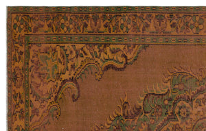 Brown Over Dyed Vintage Rug 6'3'' x 9'5'' ft 190 x 287 cm