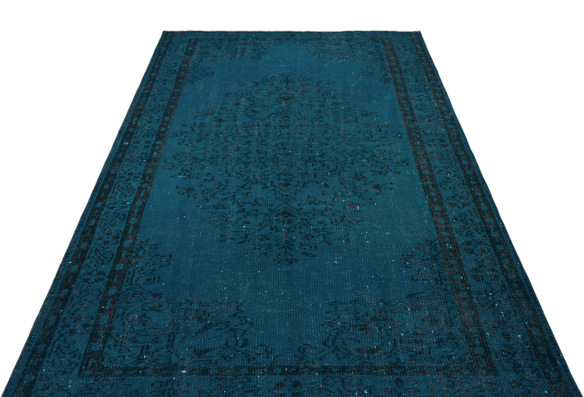 Turquoise  Over Dyed Vintage Rug 5&#39;7&#39;&#39; x 8&#39;8&#39;&#39; ft 169 x 263 cm