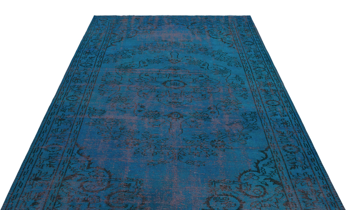 Turquoise  Over Dyed Vintage Rug 5&#39;10&#39;&#39; x 9&#39;5&#39;&#39; ft 178 x 288 cm