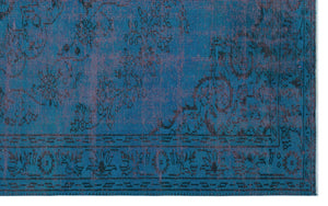 Turquoise  Over Dyed Vintage Rug 5'10'' x 9'5'' ft 178 x 288 cm