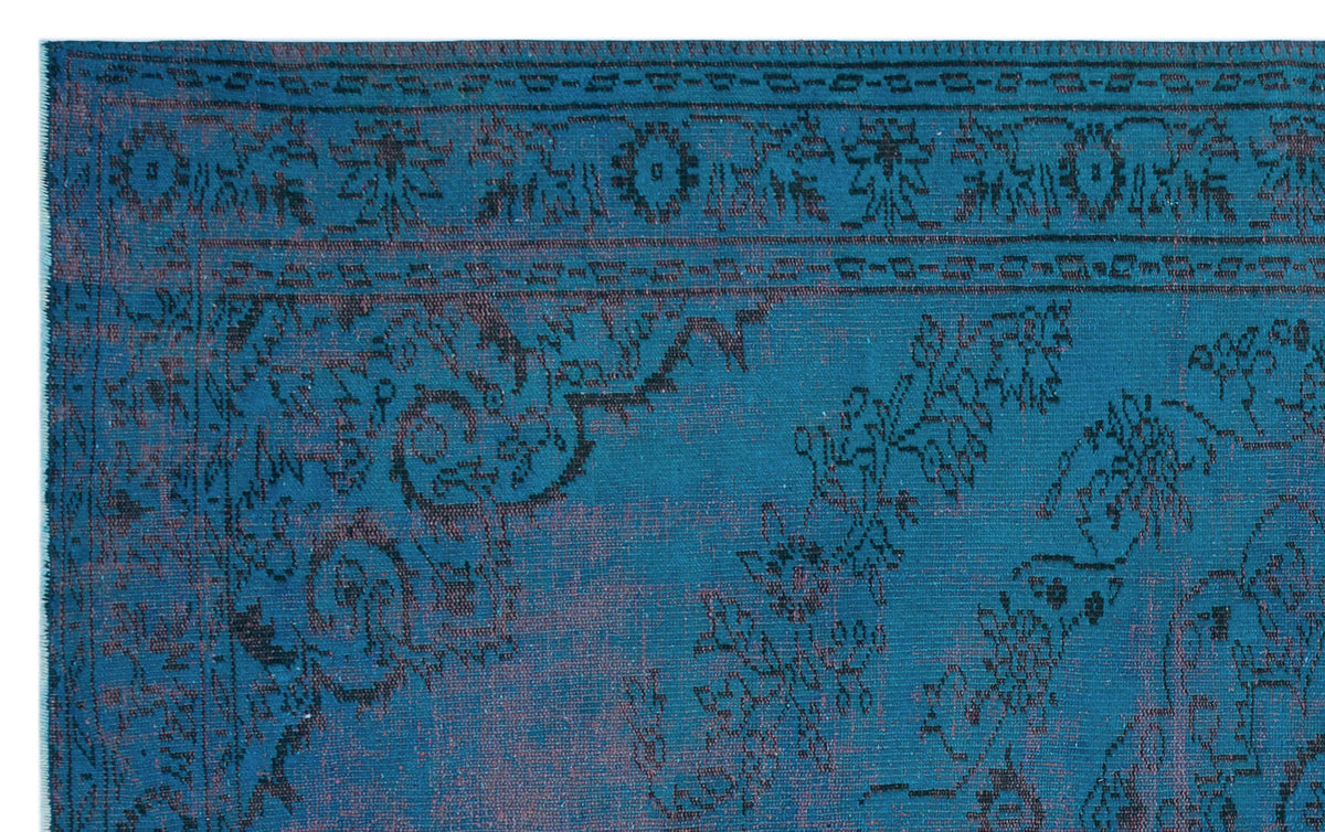 Turquoise  Over Dyed Vintage Rug 5&#39;10&#39;&#39; x 9&#39;5&#39;&#39; ft 178 x 288 cm