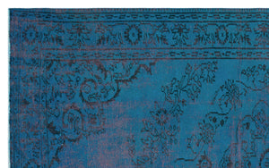 Turquoise  Over Dyed Vintage Rug 5'10'' x 9'5'' ft 178 x 288 cm