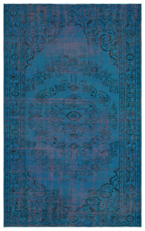 Turquoise  Over Dyed Vintage Rug 5'10'' x 9'5'' ft 178 x 288 cm