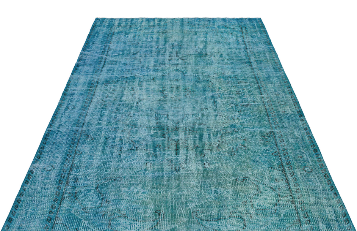 Turquoise  Over Dyed Vintage Rug 5&#39;4&#39;&#39; x 8&#39;11&#39;&#39; ft 163 x 272 cm