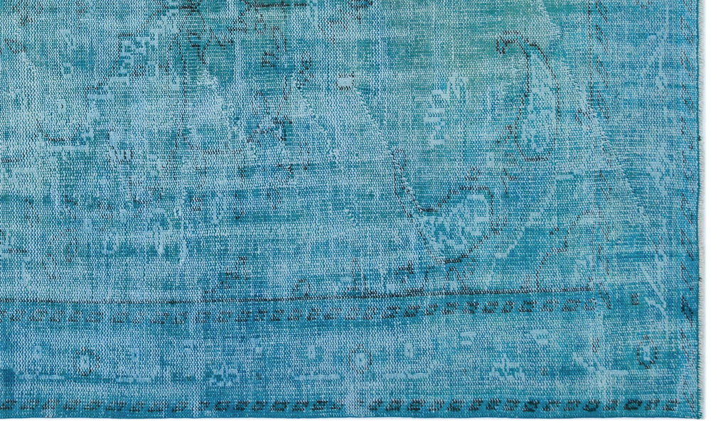 Turquoise  Over Dyed Vintage Rug 5'4'' x 8'11'' ft 163 x 272 cm