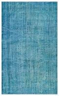 Turquoise  Over Dyed Vintage Rug 5'4'' x 8'11'' ft 163 x 272 cm