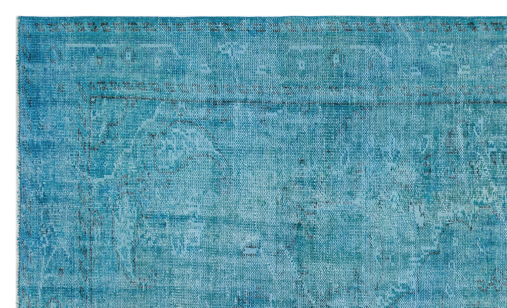 Turquoise  Over Dyed Vintage Rug 5'4'' x 8'11'' ft 163 x 272 cm