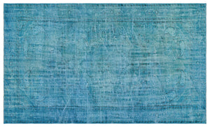 Turquoise  Over Dyed Vintage Rug 5'4'' x 8'11'' ft 163 x 272 cm