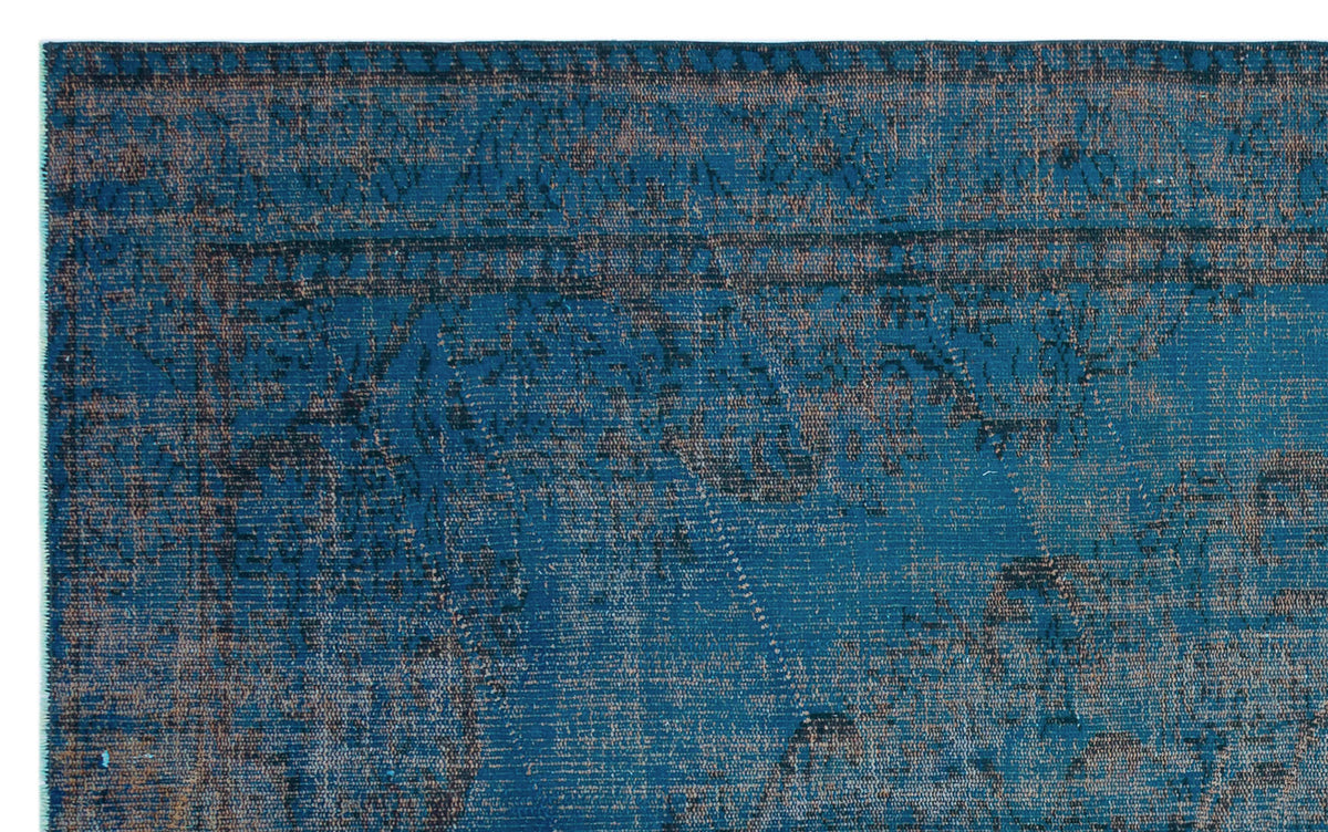 Turquoise  Over Dyed Vintage Rug 5&#39;11&#39;&#39; x 9&#39;5&#39;&#39; ft 180 x 287 cm