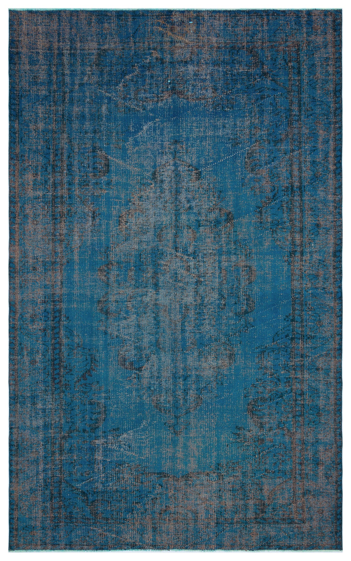 Turquoise  Over Dyed Vintage Rug 5&#39;11&#39;&#39; x 9&#39;5&#39;&#39; ft 180 x 287 cm