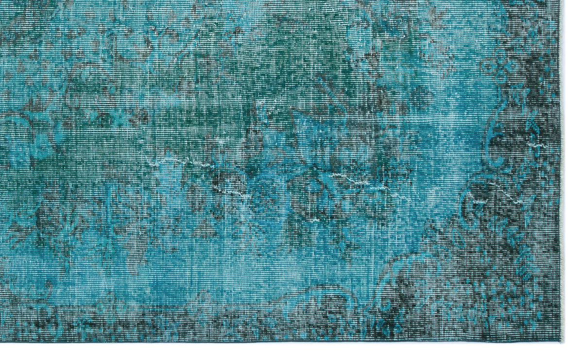 Turquoise  Over Dyed Vintage Rug 5&#39;5&#39;&#39; x 8&#39;11&#39;&#39; ft 165 x 271 cm