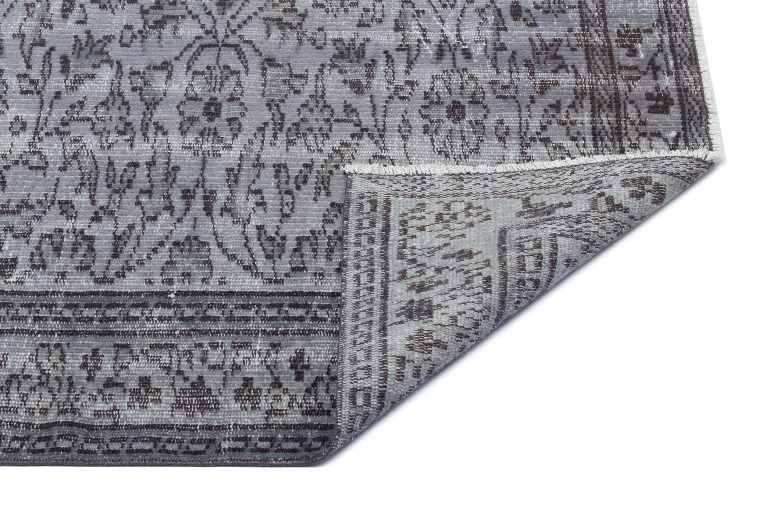 Gray Over Dyed Vintage Rug 4'8'' x 7'9'' ft 142 x 236 cm