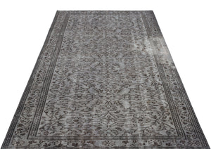 Gray Over Dyed Vintage Rug 4'8'' x 7'9'' ft 142 x 236 cm