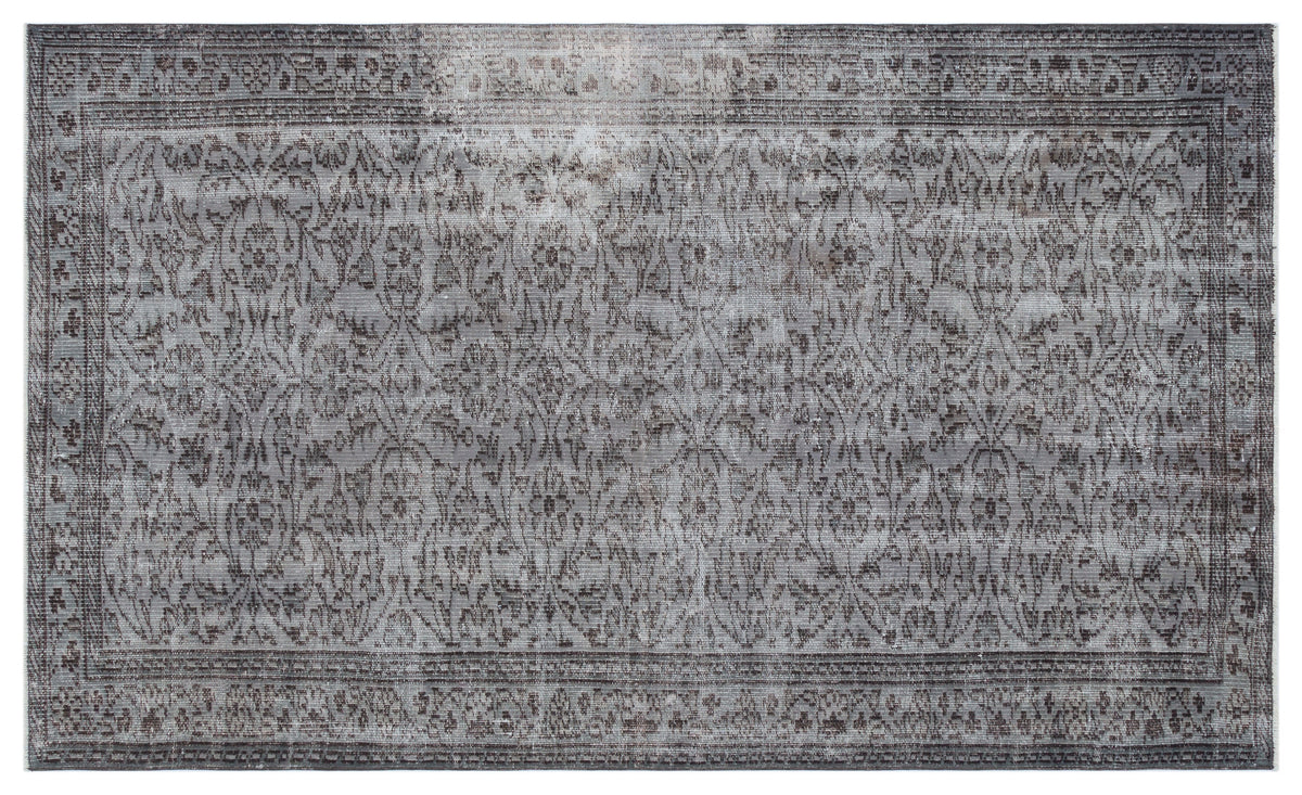 Gray Over Dyed Vintage Rug 4&#39;8&#39;&#39; x 7&#39;9&#39;&#39; ft 142 x 236 cm