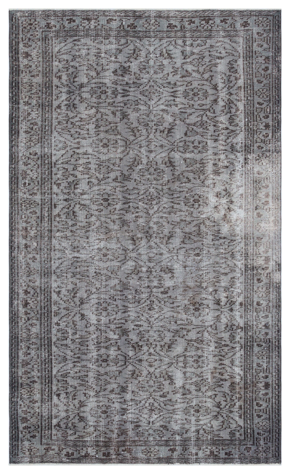Gray Over Dyed Vintage Rug 4&#39;8&#39;&#39; x 7&#39;9&#39;&#39; ft 142 x 236 cm