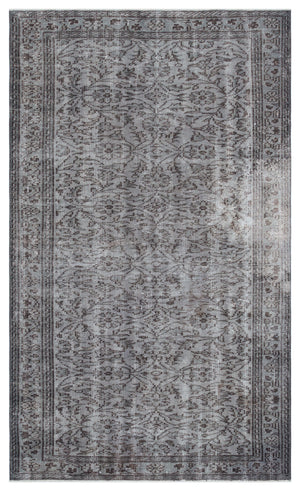 Gray Over Dyed Vintage Rug 4'8'' x 7'9'' ft 142 x 236 cm