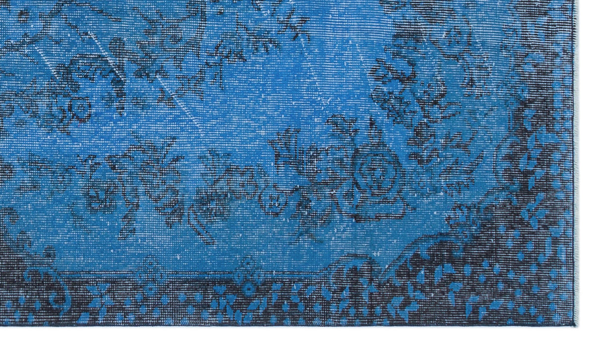 Blue Over Dyed Vintage Rug 3&#39;10&#39;&#39; x 6&#39;11&#39;&#39; ft 118 x 212 cm