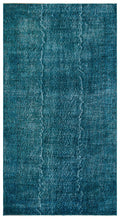 Turquoise  Over Dyed Vintage Rug 3'9'' x 6'11'' ft 115 x 210 cm