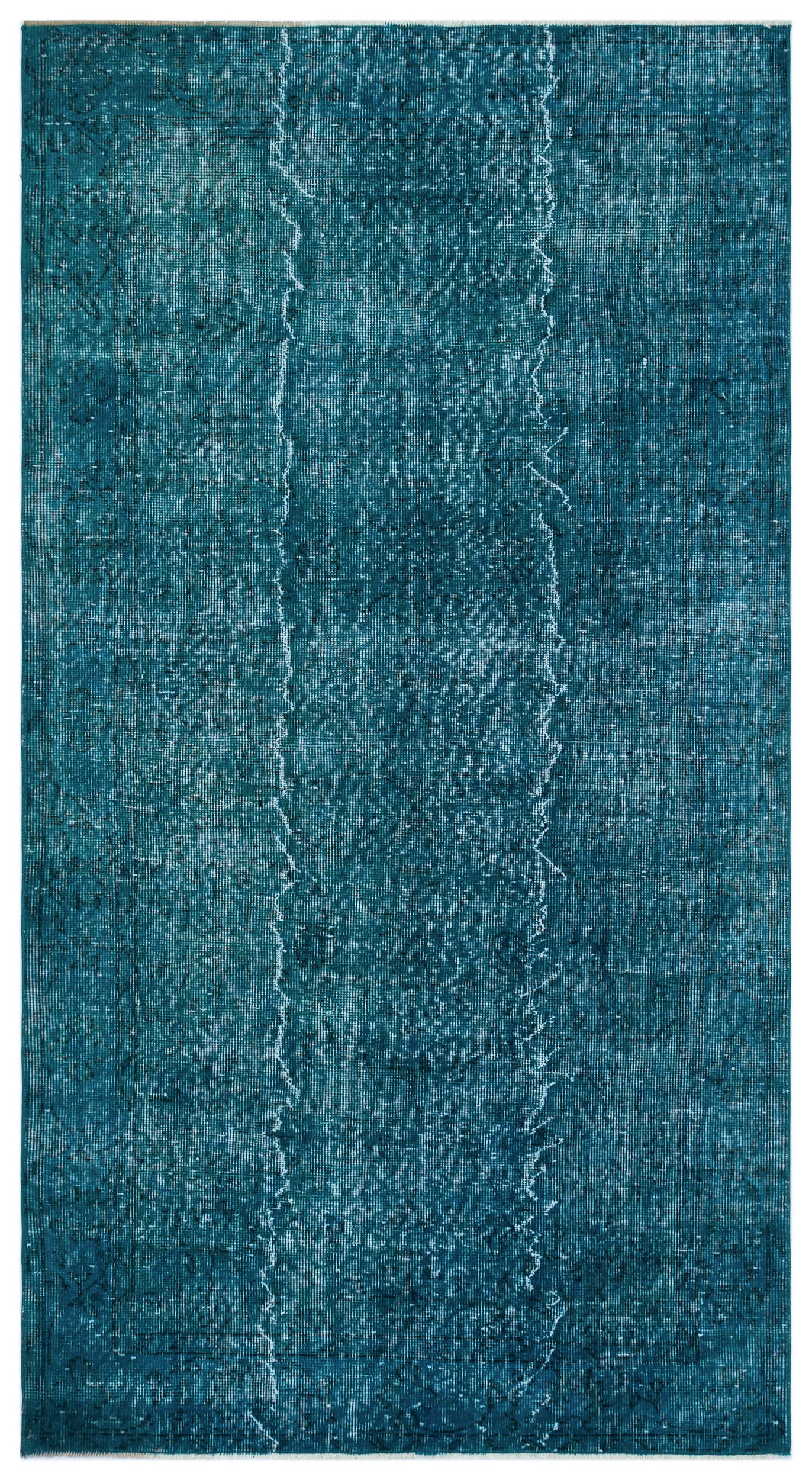 Turquoise  Over Dyed Vintage Rug 3'9'' x 6'11'' ft 115 x 210 cm