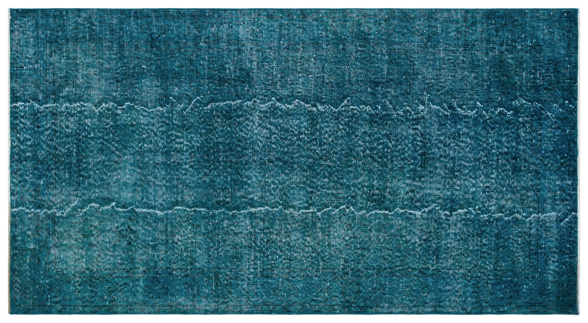 Turquoise  Over Dyed Vintage Rug 3&#39;9&#39;&#39; x 6&#39;11&#39;&#39; ft 115 x 210 cm