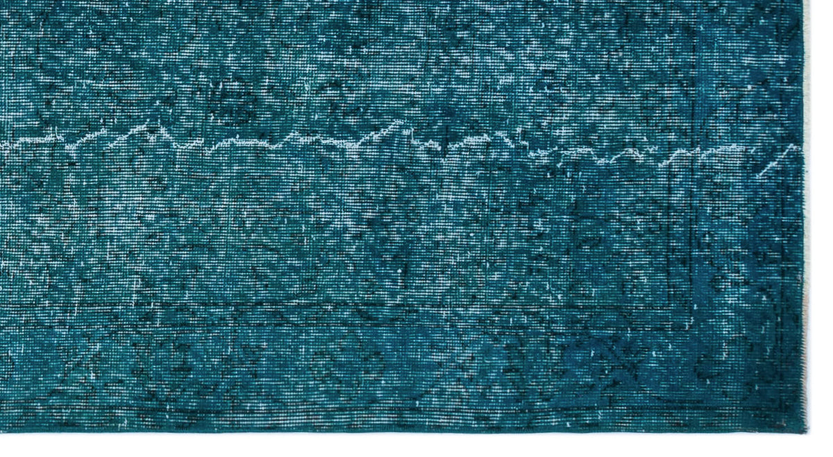 Turquoise  Over Dyed Vintage Rug 3&#39;9&#39;&#39; x 6&#39;11&#39;&#39; ft 115 x 210 cm
