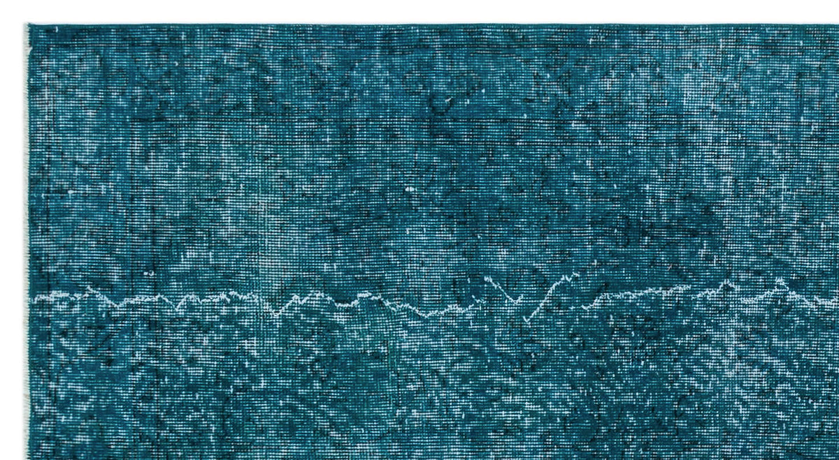 Turquoise  Over Dyed Vintage Rug 3&#39;9&#39;&#39; x 6&#39;11&#39;&#39; ft 115 x 210 cm