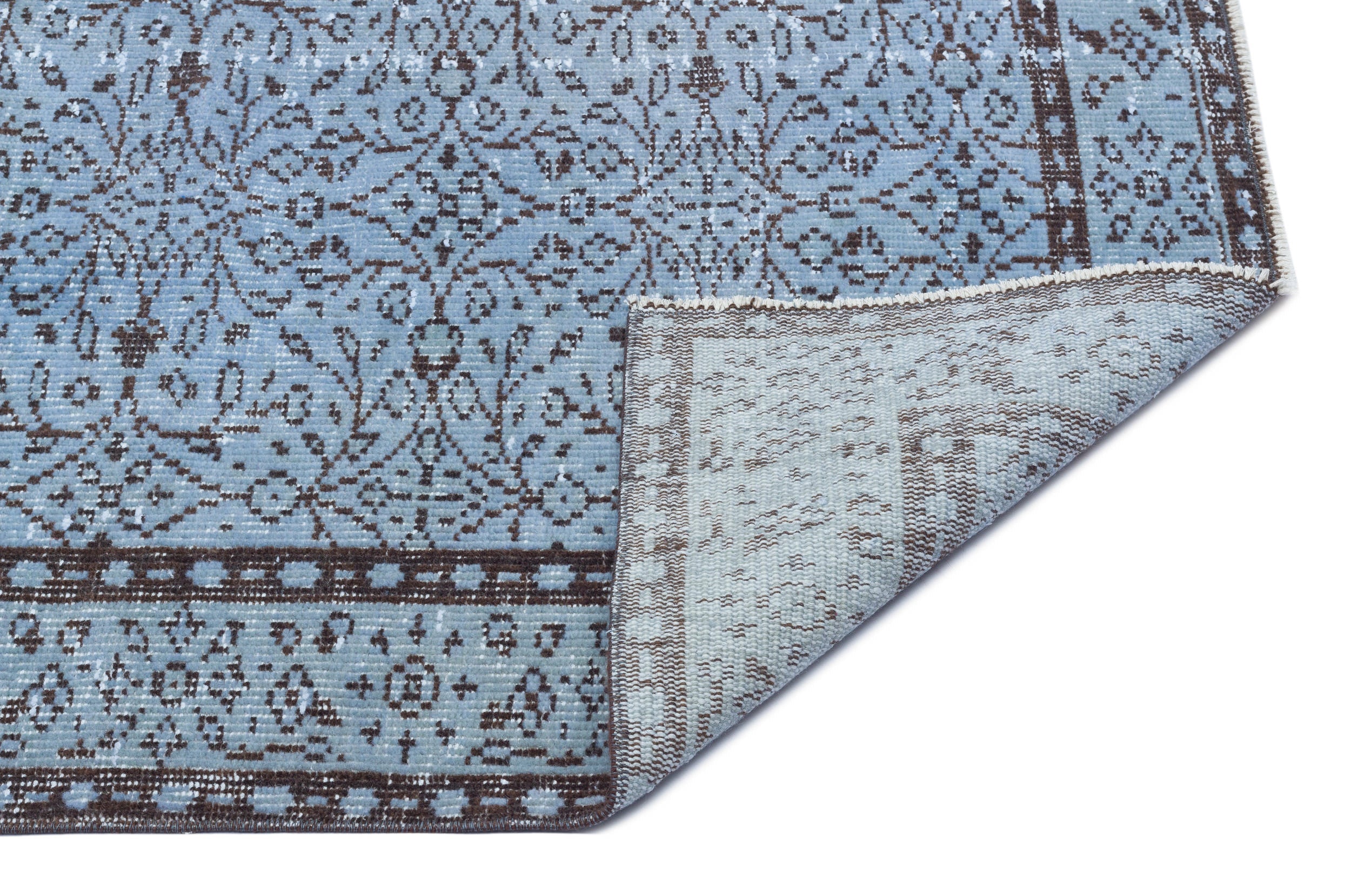 Blue Over Dyed Vintage Rug 5'0'' x 8'10'' ft 153 x 268 cm